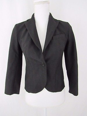#ad Laundry by Shelli Segal Womens Blazer Size 0 Black Metallic Stripe Career Office