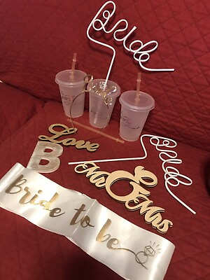 #ad Bride To Be Lot Of Items Including Crown Drink Cups Sash And More