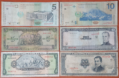 #ad EL SALVADOR 3 DIFFERENT DESIGNS IN 510 COLONES FROM 1980 TO 1998