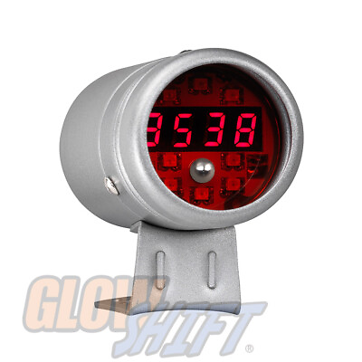 #ad GlowShift Silver Digital Tachometer RPM w Red LEDs Adjustable Racing Shift Light