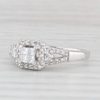 #ad 0.26ctw Princess Diamond Engagement Ring 10k White Gold Size 6.5 $229.99