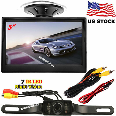 #ad Car Rear View System 5quot; HD LCD Monitor License Plate Reverse Backup Camera