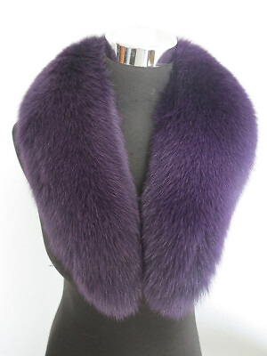 #ad 100% Real fox fur collar neck wrap scarf women jacket collar violet collar