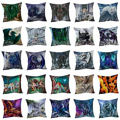 #ad Cushion Covers 18x18quot; Cool Fantasy Paintings Dragons Fairy Woman Forest Knights