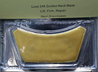 #ad Lior Gold Luxe 24K Golden Neck Mask to Lift Firm Repair 1 Box of 6 Free Samp;H