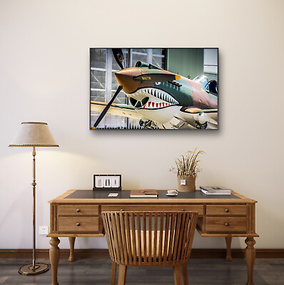 #ad Aviation Decor WWII Aircraft Wall Art P 40 Flying Tiger 20quot;x30quot; canvas Framed