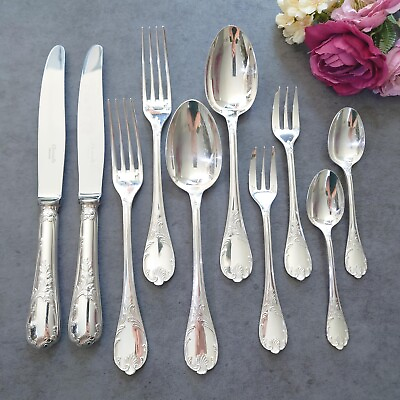 #ad Christofle Marly 10pcs Silverplate Flatware Knife Fork Spoon Very Good
