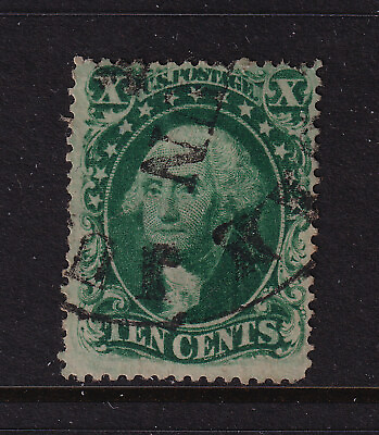 #ad 1857 Washington 10c green Sc 32 used Type II single stamp CV $190 BE