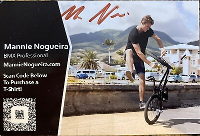 #ad MANNIE NOGUEIRA SIGNED Postcard Card BMX Pro Bike Motocross Sport Autograph