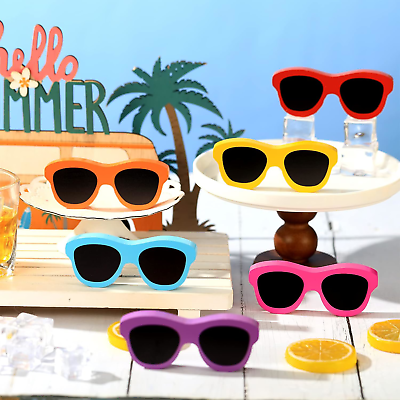 #ad 6 Pcs Summer Tiered Tray Decor Wooden Sunglasses Decor Farmhouse Wooden Sunglass