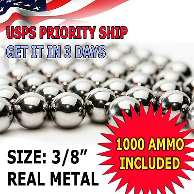 #ad 1000 QTY 3 8quot; Inch Steel Slingshot Ammo Shot Balls