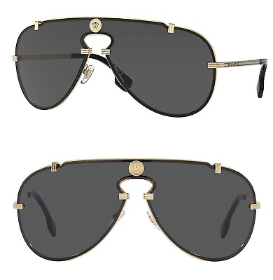 #ad VERSACE MESMERIZE Pilot Medusa 2243 Gold Black VE2243 Aviator Classic Sunglasses