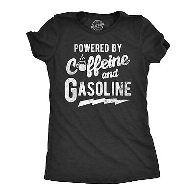 #ad Womens Powered By Caffeine And Gasoline T Shirt Funny Coffee Mechanic Joke Tee $7.70