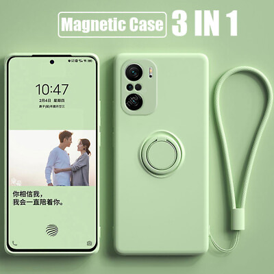 #ad Case For Xiaomi Redmi Note 13 12 11 10 9 Pro Liquid Silicone Ring Stand Cover