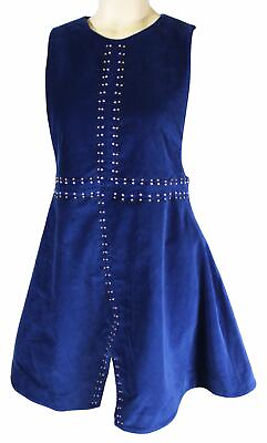 #ad New NASTY GAL Sleeveless VELVET DRESS Size Small Retro 90s Style Navy Blue NWT