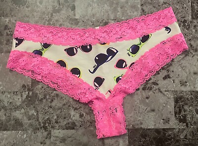 #ad NWT VICTORIA#x27;S SECRET PINK LARGE NEON SUNGLASSES LACE RARE CHEEKSTER PANTIES