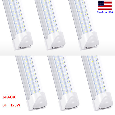 #ad 6PACK 8FT LED Shop Light 120W T8 Linkable LED Light Fixture For Garage Warehouse