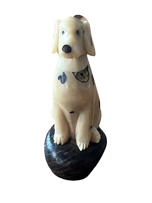 #ad Vintage Tagua Nut Carved Figurine Dalmatian Dog Spotted Dog 2.75quot; South America