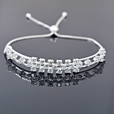 #ad Certified 3Ct Diamonds Adjustable Bracelet 925 silver Great Luster amp; Sparkle