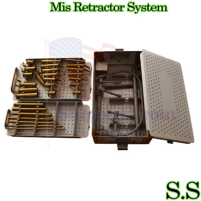 #ad Mis Retractor System Tubular Retractors W Sterilization Box Gold Coated RT 027