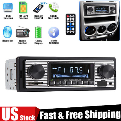 #ad Car Radio Bluetooth Vintage FM MP3 Player USB Classic Stereo Audio Receiver AUX