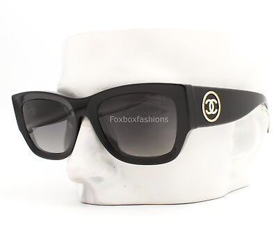 #ad Chanel 5507A 622 S8 Sunglasses Polished Black Polarized White CC Alternative Fit