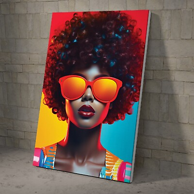 #ad An Afro Hair Woman Wearing Colorful Sunglasses Canvas