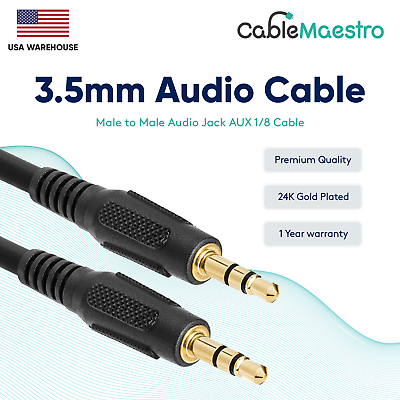 #ad 3.5mm AUX Cable Audio Headphone Male to Male 1 8quot; Stereo Cord Car iPhone Samsung