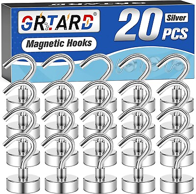 #ad NEW 20 Pack Magnetic Hooks Heavy Duty 25Lbs Strong Magnet Hooks for Kitchen Home