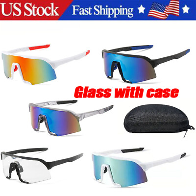 #ad New Men Polarized Sunglasses Sport Wrap Around HD Mirror Driving Eyewear Glasses
