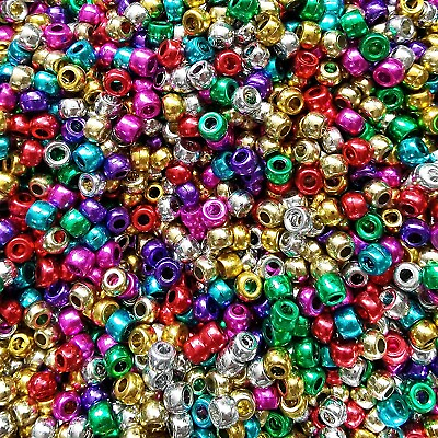 #ad 500 Metallic Pony Beads Acrylic Assorted Colors BULK Lot Wholesale Set Jewelry $20.99