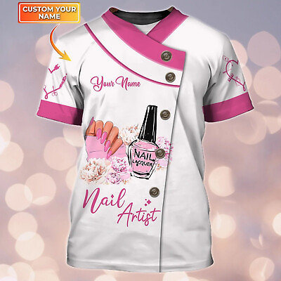 #ad Custom 3D Nail Tshirt Nail Artist Pink Shirt Women Nail Gift For Her