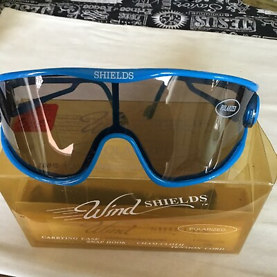 #ad Shields Blue Polarized Sunglasses 100% U.V. Protection amp; Glare Proof NOS