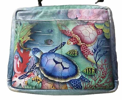 #ad My Most Favorite Anuschka Hand Painted Leather Crossbody Purse Triple Pocket
