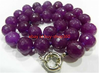 #ad Natural 10mm Faceted Purple Alexandrite Round Gemstone Beads Necklace 18#x27;#x27;