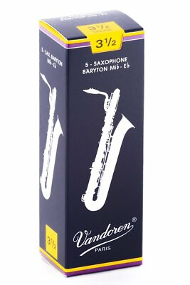 #ad Vandoren 5 PACK Traditional Baritone Saxophone Reeds # 3.5 Strength 3 1 2 SR2435