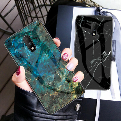 #ad For OnePlus 7 Pro 7T 7 6T 6 5T Marble Tempered Glass Hybrid Hard Back Case Cover