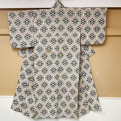 #ad Vintage Japanese Summer Kimono Multi Color Yukata