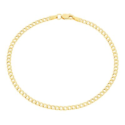 #ad 10K Yellow Gold 2.5mm Curb Cuban Link Chain Womens Bracelet or Anklet 7quot; 8quot; 9quot;