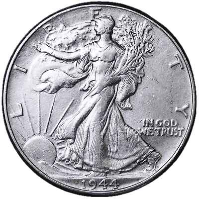 #ad 1944 Walking Liberty Silver Half Dollar AU ABOUT UNCIRCULATED NICE COIN