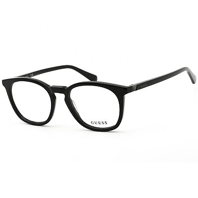 #ad Guess Men#x27;s Eyeglasses Clear Demo Lens Shiny Black Plastic Round GU50053 001