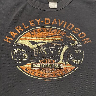 #ad Mens Harley Davidson Cocoa Beach Florida Thermal Black Long Sleeve Shirt Large