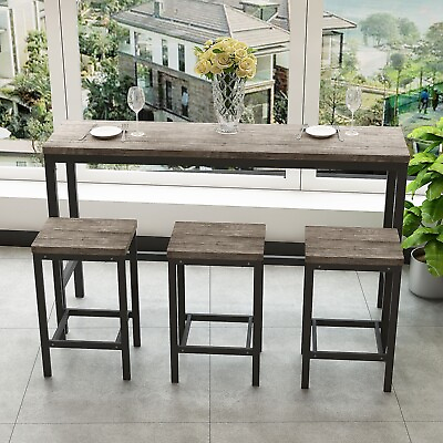 #ad Modern Wood Dining Table Set with 3 StoolsKitchen Dining TablePub Table