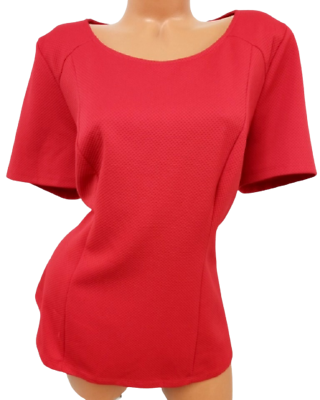 #ad *Forever 21 red scoop neck textured back zipper short sleeve top 2X
