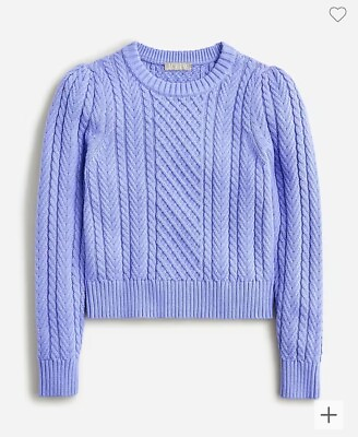 #ad Jcrew Cable knit puff sleeve crewneck sweater sz S BS978