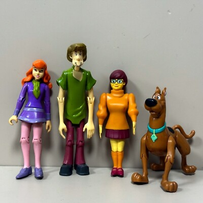 #ad 4pcs Scooby Doo Crew Mates Daphne Shaggy Velma Action Figures Toys Rare $15.19