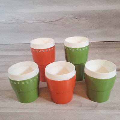 #ad Vintage New Mar Thermoware Tumblers Set of 5 Insulated Cups Stackable