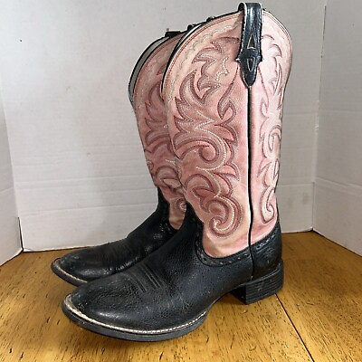 #ad ARIAT Womens Size 8.5 B Pink Black Leather Women’s Cowgirl Western Boots