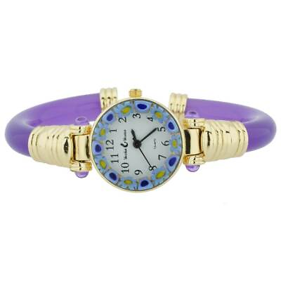 #ad GlassOfVenice Murano Glass Millefiori Bangle Watch Purple