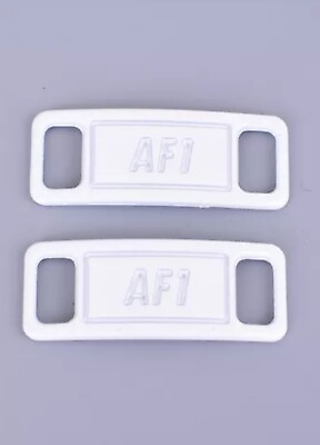 #ad 2 pcs AF1 REPLACEMENT LACE LOCKS METAL CUSTOM TAGS AIR FORCE ONE ** White**